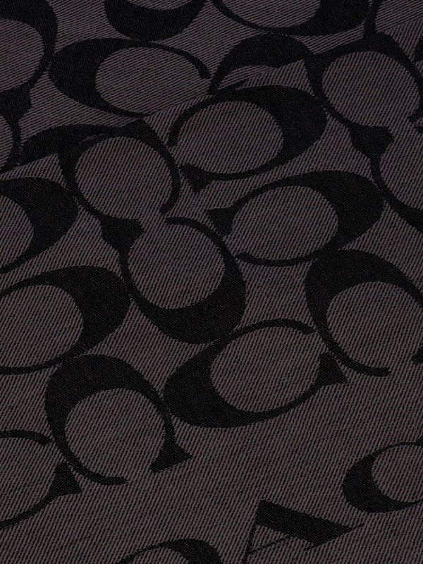 Signature C Border Black Silk Mix Stole Scarf