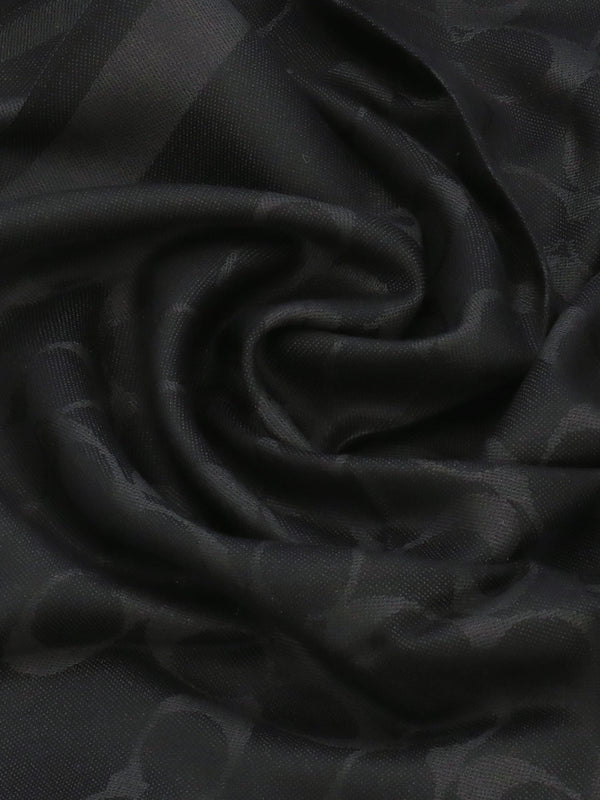 Bias Signature C Black Wool Mix Oblong Scarf