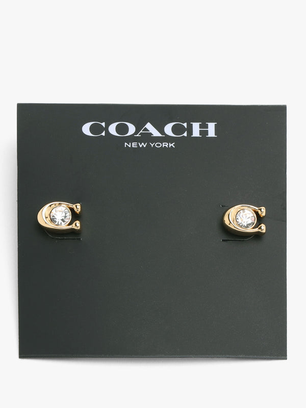 Crystal C Gold Stud Earrings