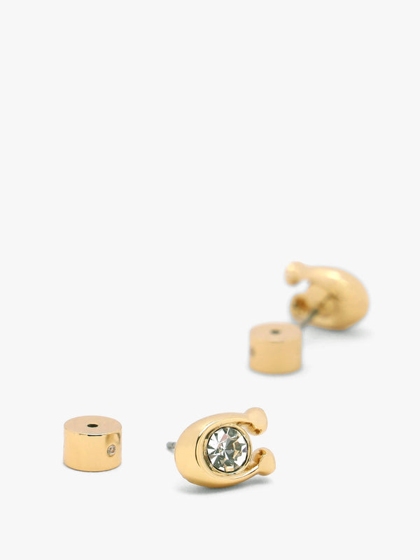 Crystal C Gold Stud Earrings