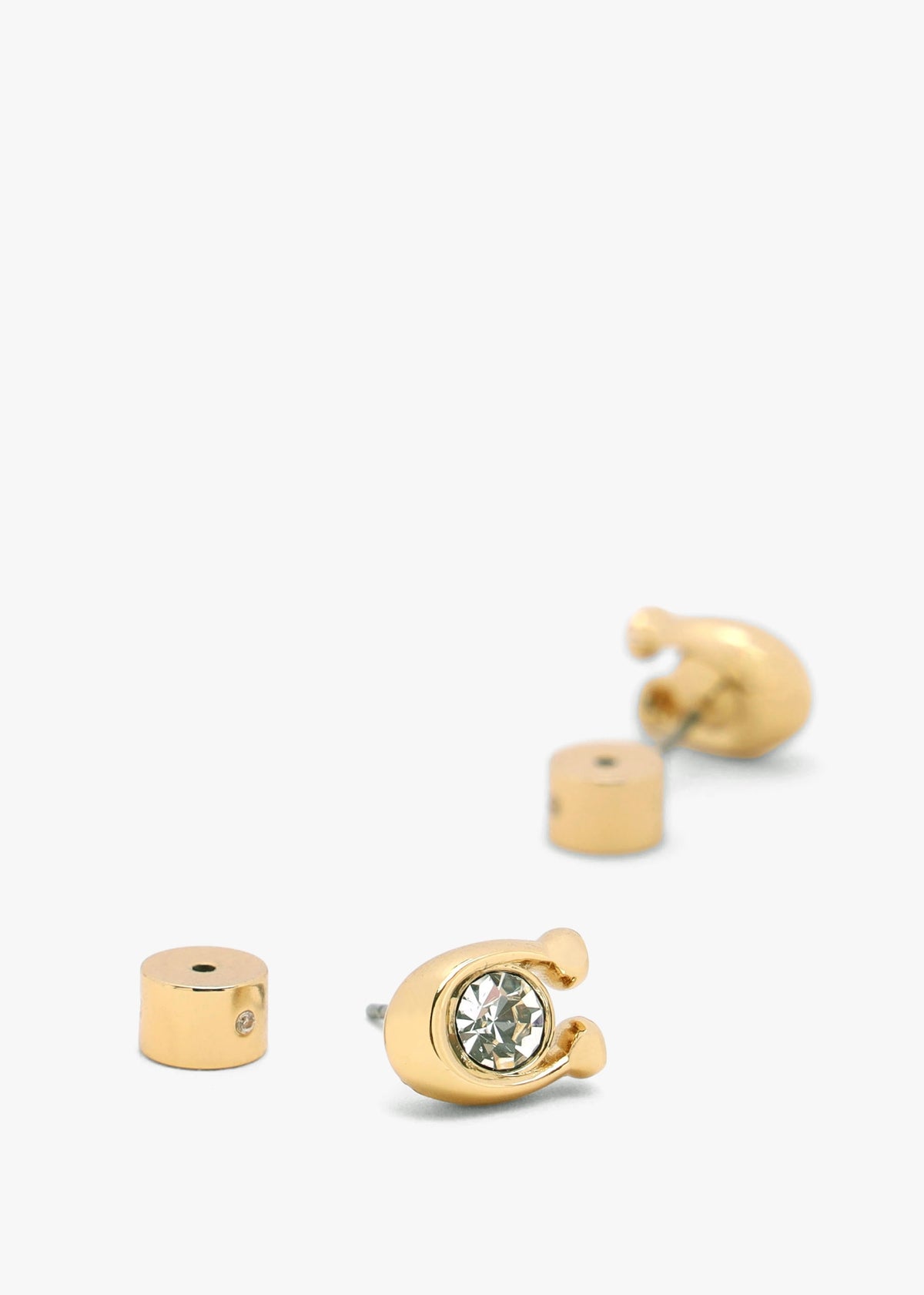 Crystal C Gold Stud Earrings