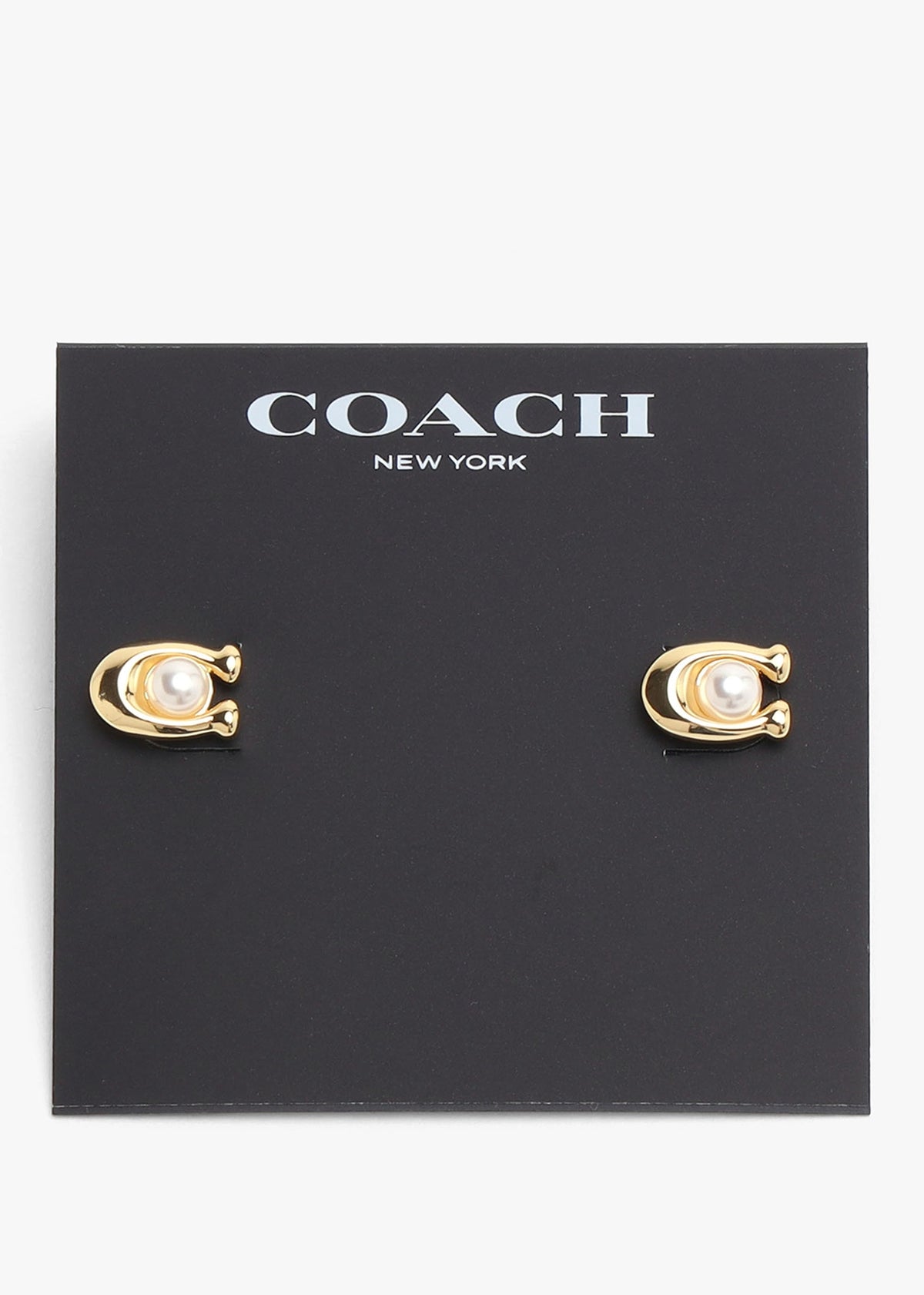 Pearl C Gold Stud Earrings