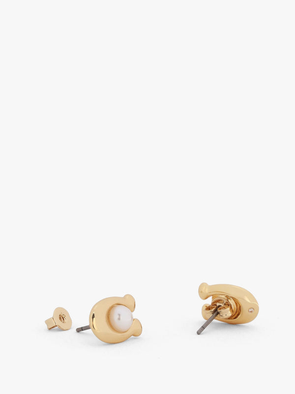 Pearl C Gold Stud Earrings