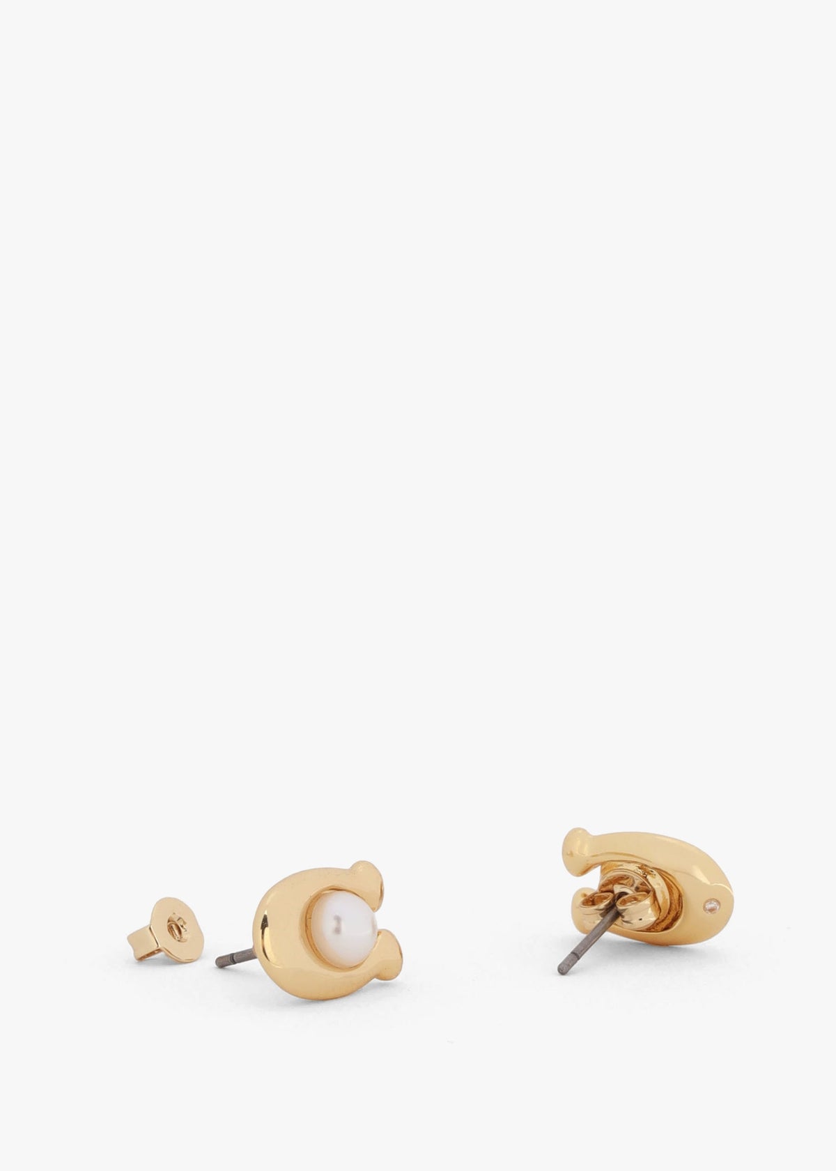 Pearl C Gold Stud Earrings
