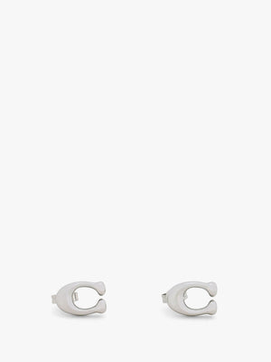 Bubble C Silver Stud Earrings