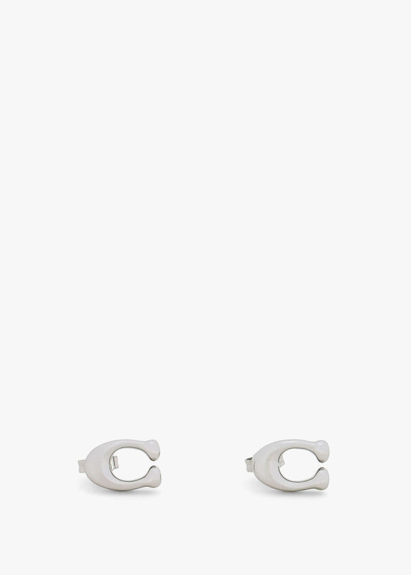 Bubble C Silver Stud Earrings