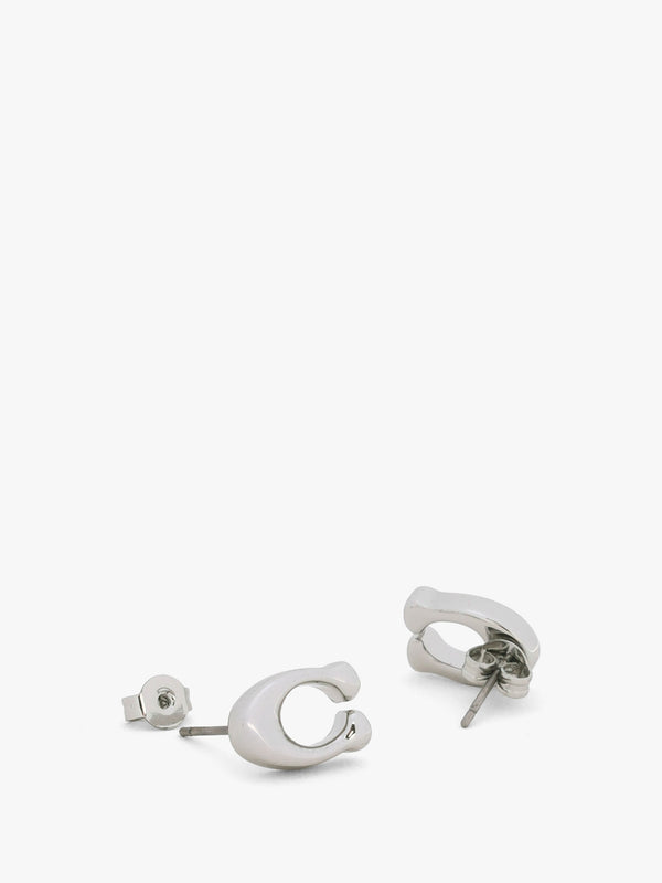 Bubble C Silver Stud Earrings