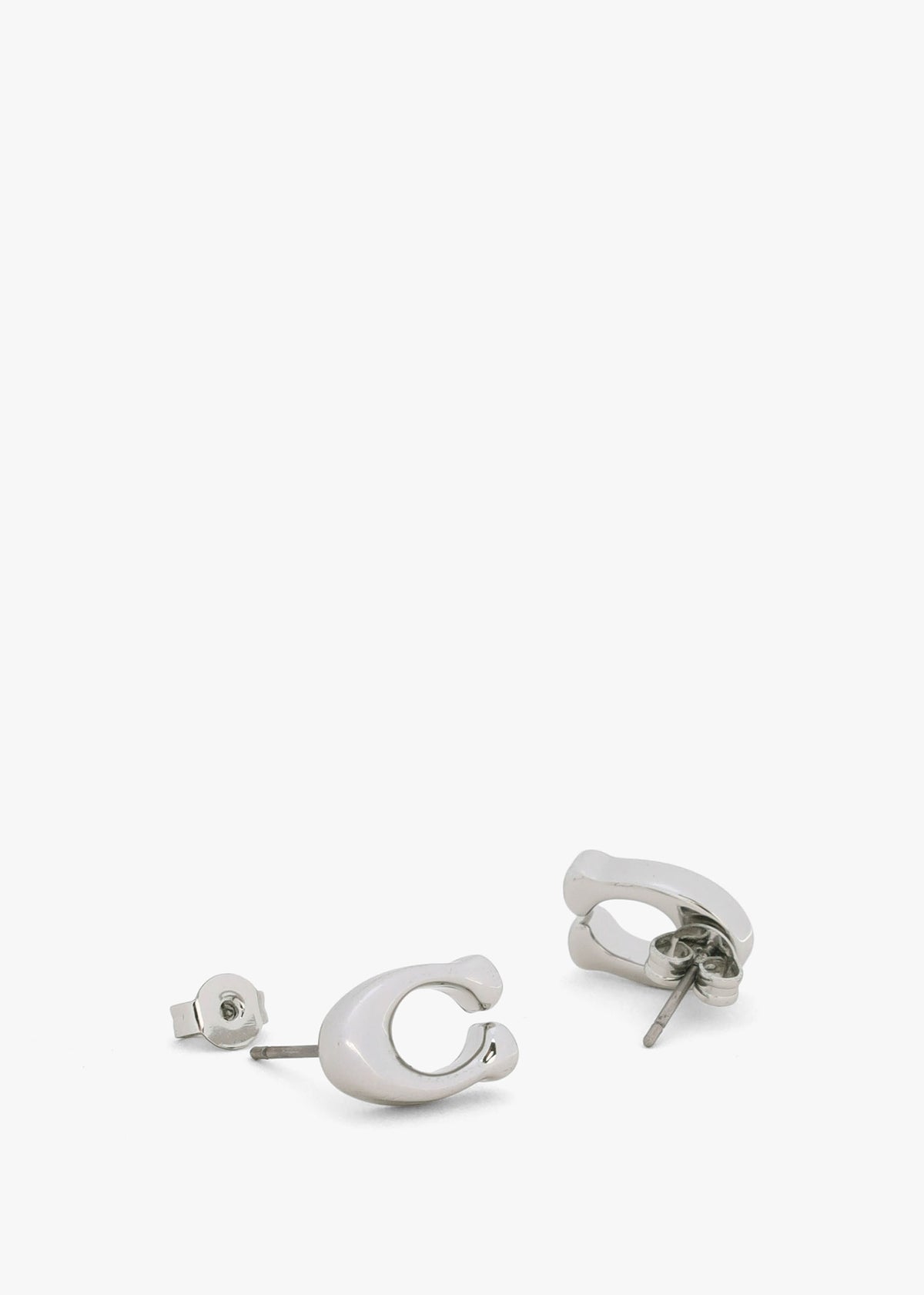 Bubble C Silver Stud Earrings