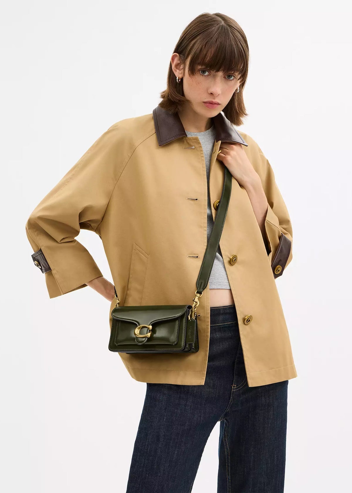 Tabby 20 Olive Leather Shoulder Bag