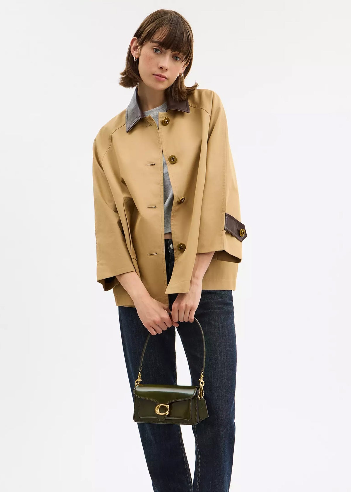 Tabby 20 Olive Leather Shoulder Bag