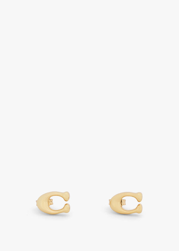 Bubble C Gold Stud Earrings