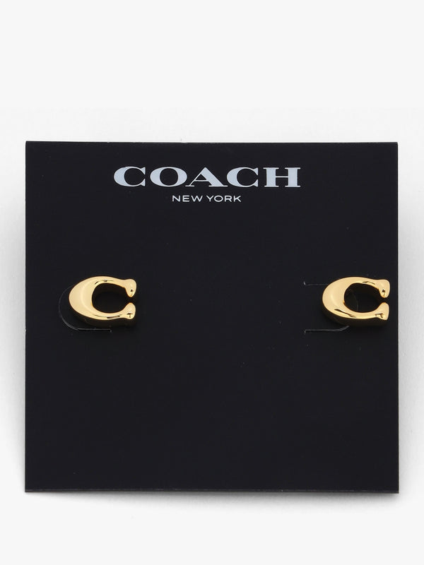 Bubble C Gold Stud Earrings