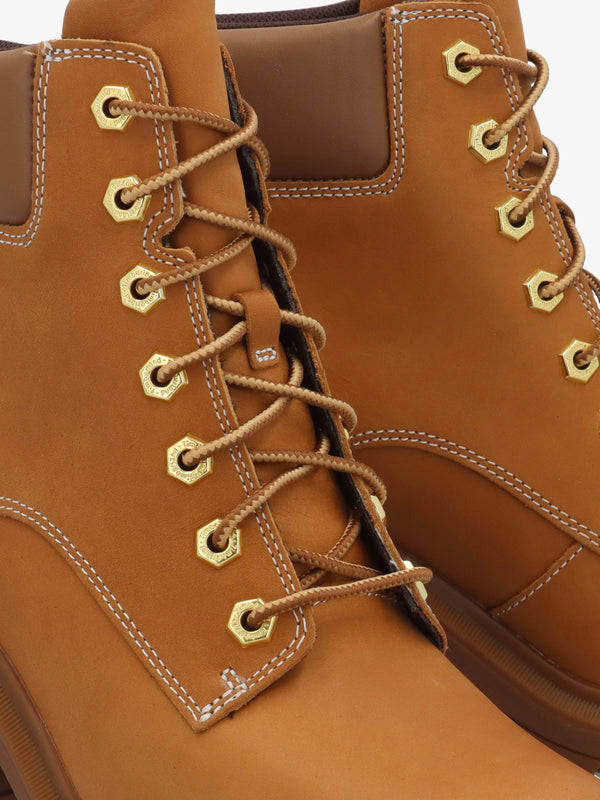 Allington Heights Wheat Leather Block Heel Ankle Boots