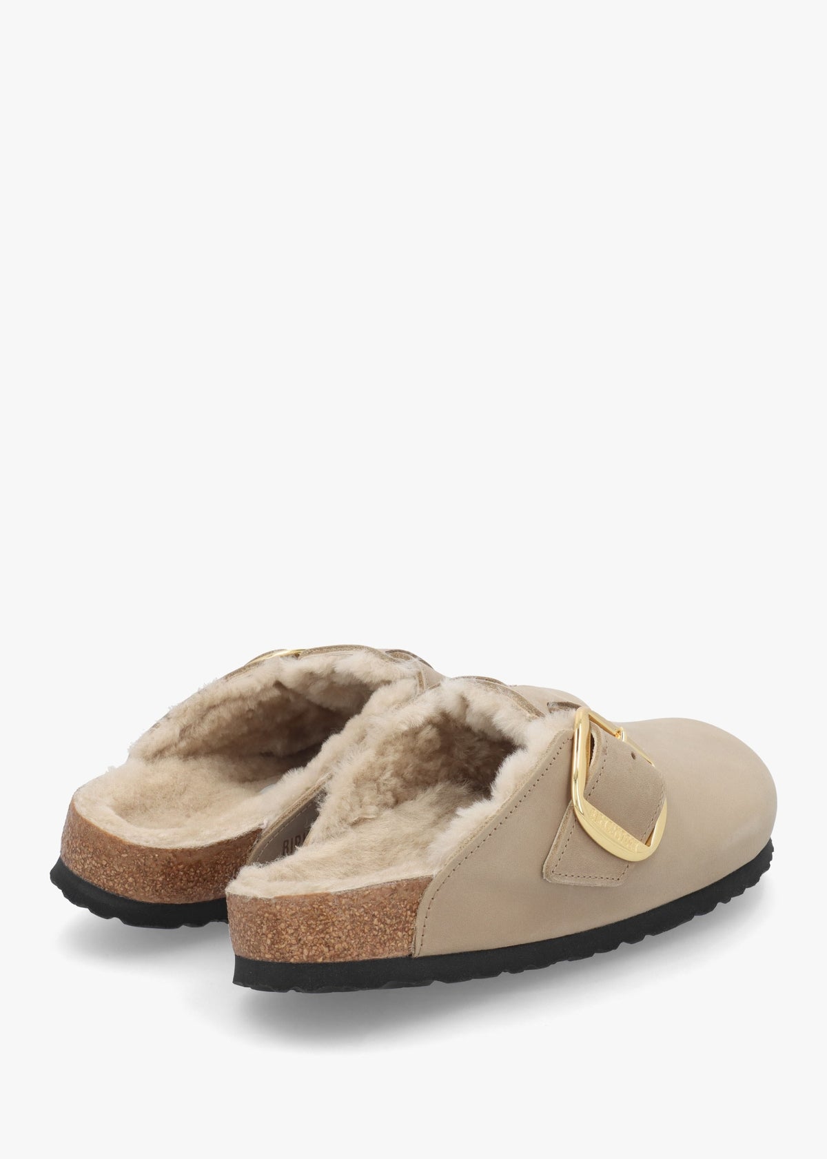 Women’s Boston Big Buckle Shearling Tabacco Brown Leather Clogs