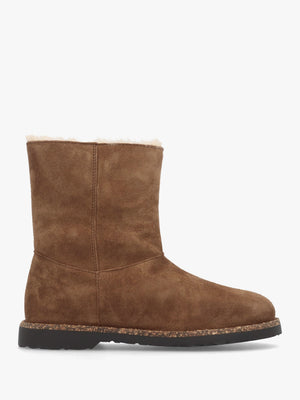 Uppsala Zip Shearling Dark Tea Suede Ankle Boots