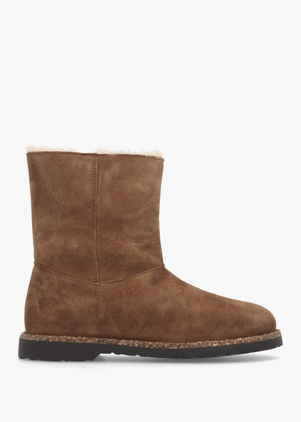 Uppsala Zip Shearling Dark Tea Suede Ankle Boots