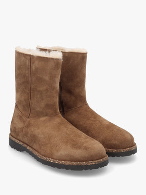 Uppsala Zip Shearling Dark Tea Suede Ankle Boots