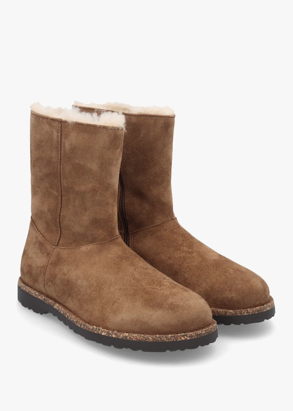 Uppsala Zip Shearling Dark Tea Suede Ankle Boots