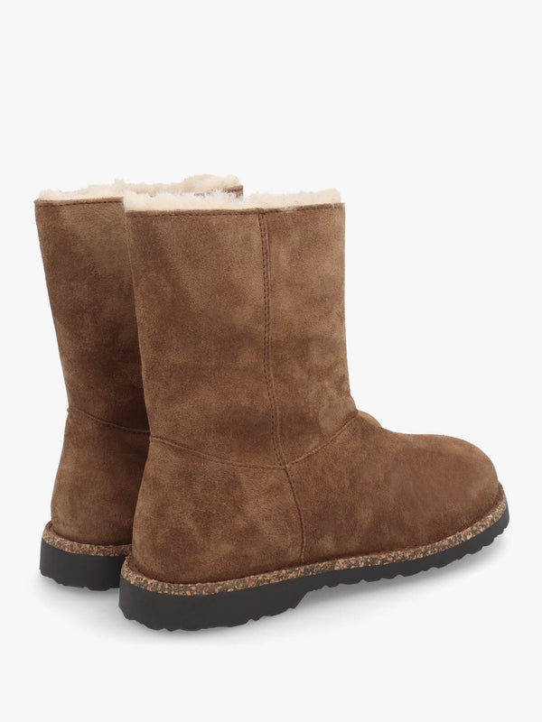 Uppsala Zip Shearling Dark Tea Suede Ankle Boots
