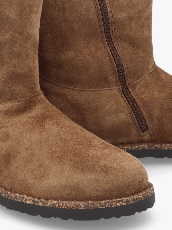 Uppsala Zip Shearling Dark Tea Suede Ankle Boots