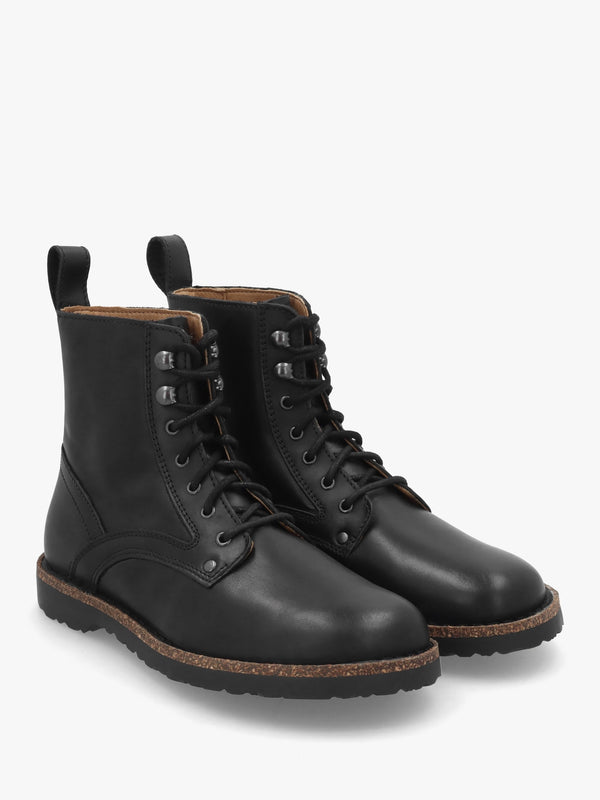Bryson Natural Leather Black Lace Up Ankle Boots