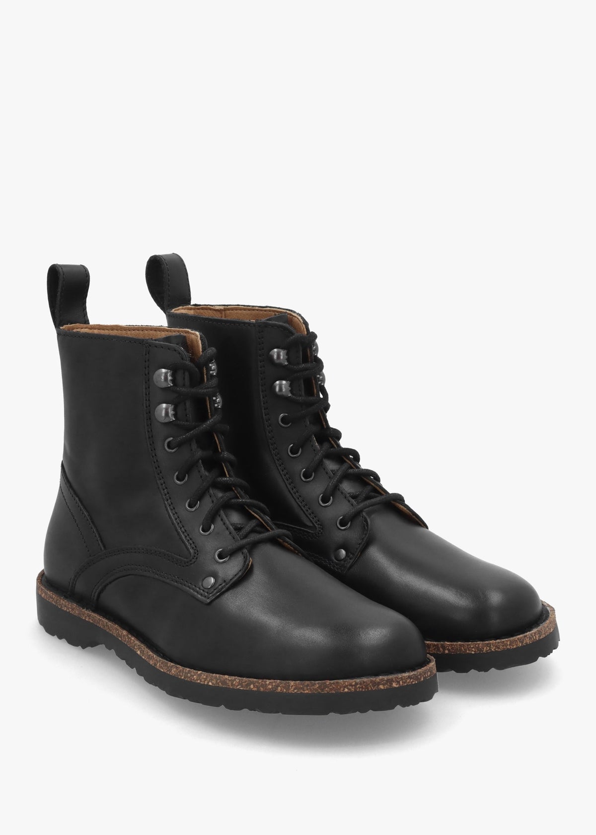 Bryson Natural Leather Black Lace Up Ankle Boots