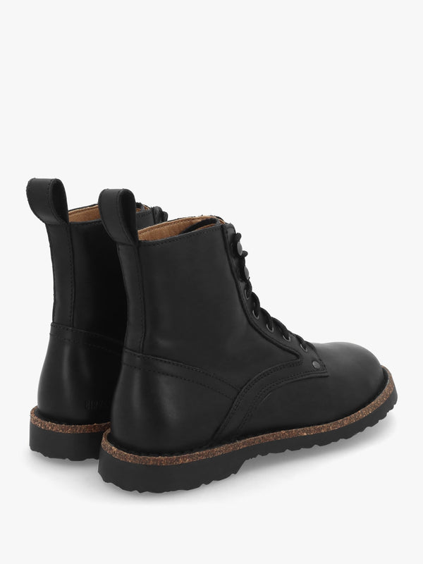 Bryson Natural Leather Black Lace Up Ankle Boots