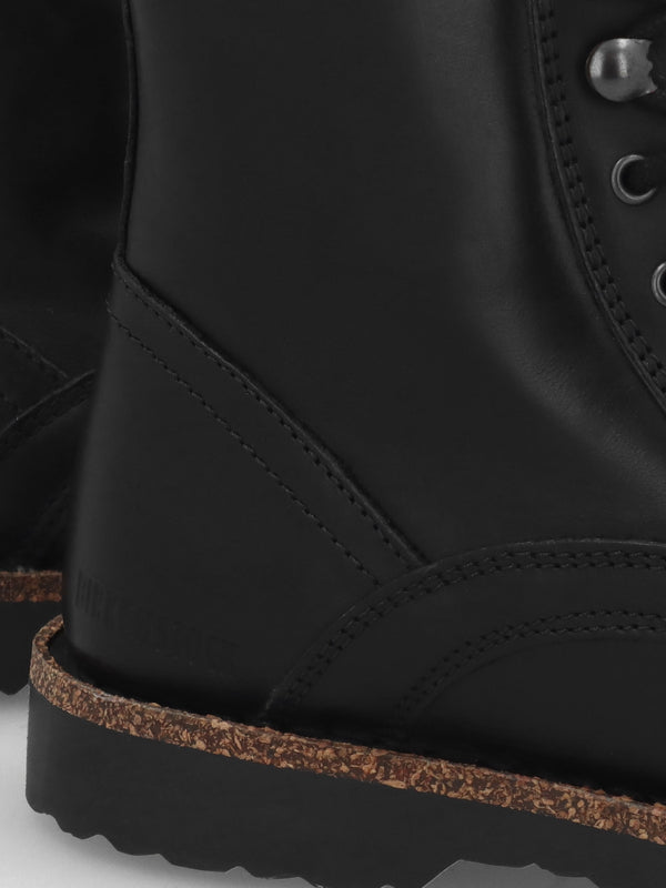 Bryson Natural Leather Black Lace Up Ankle Boots