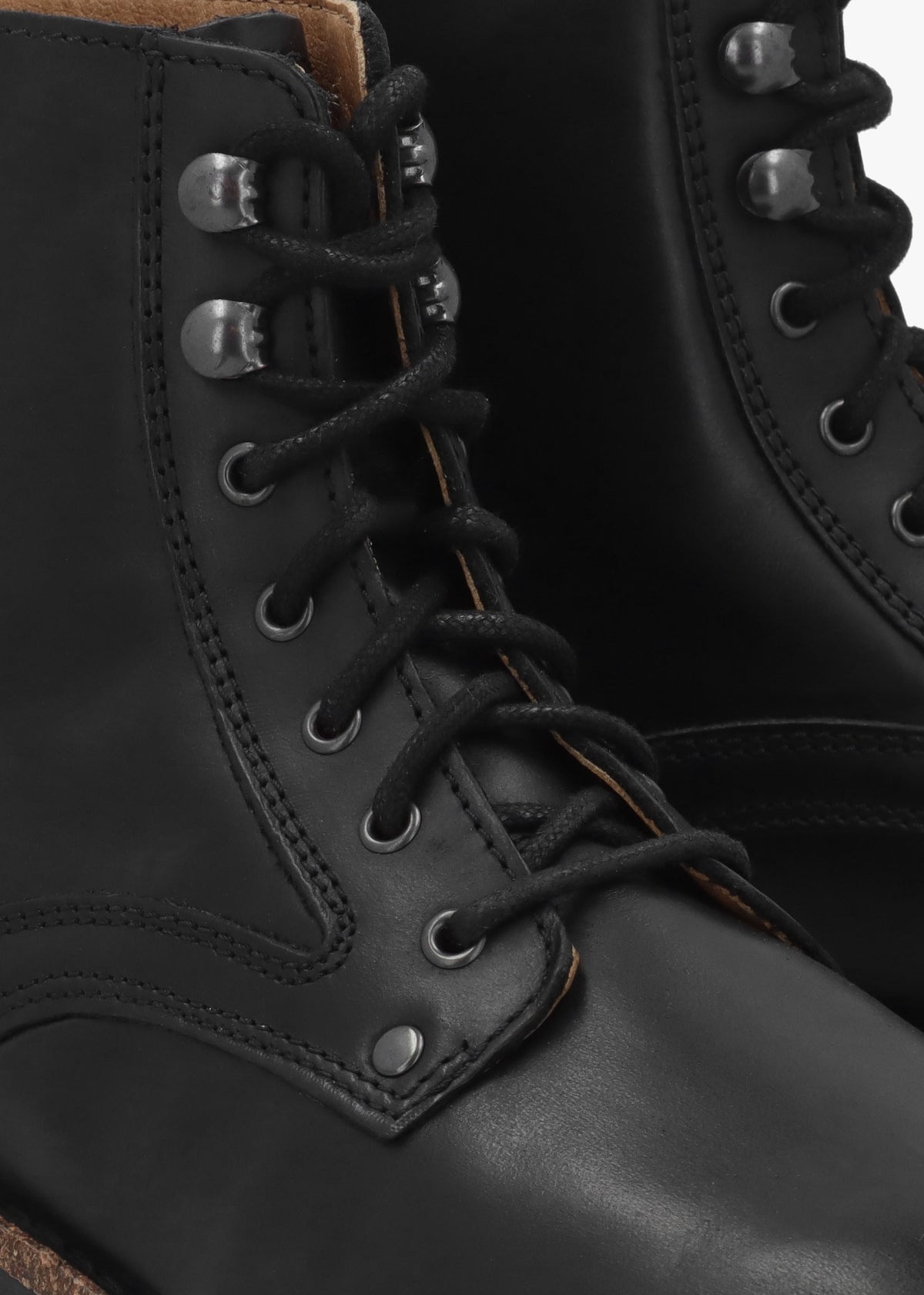 Bryson Natural Leather Black Lace Up Ankle Boots