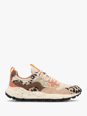 Women's Yamano 3 Beige Milk Light Brown Leopard Suede Trainers
