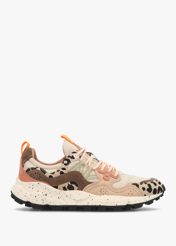 Women's Yamano 3 Beige Milk Light Brown Leopard Suede Trainers