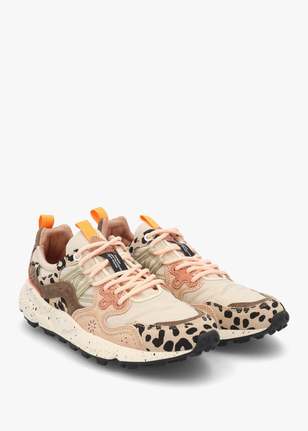 Women's Yamano 3 Beige Milk Light Brown Leopard Suede Trainers