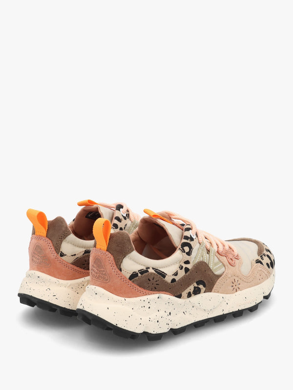 Women's Yamano 3 Beige Milk Light Brown Leopard Suede Trainers