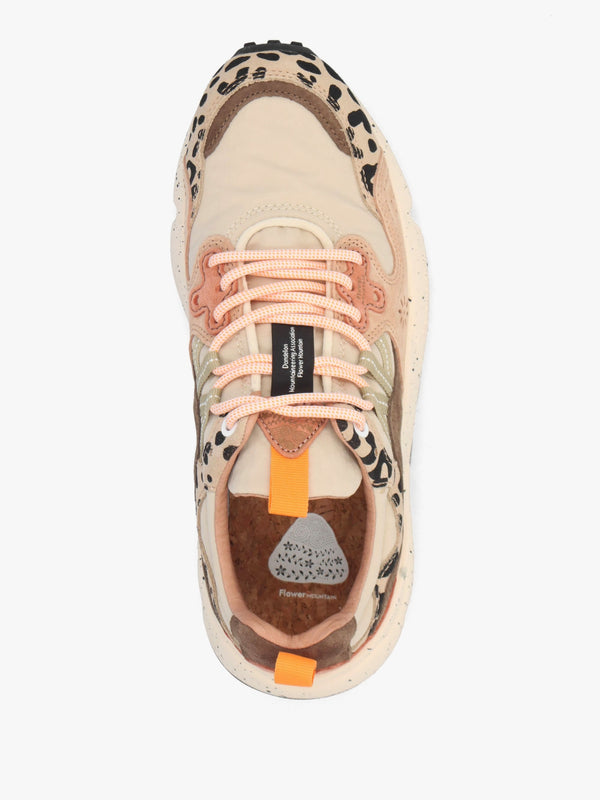 Women's Yamano 3 Beige Milk Light Brown Leopard Suede Trainers