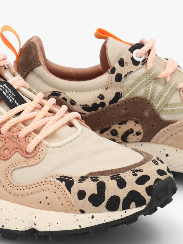 Women's Yamano 3 Beige Milk Light Brown Leopard Suede Trainers
