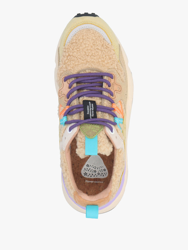 Women's Yamano 3 Beige Multi Teddy Suede Trainers