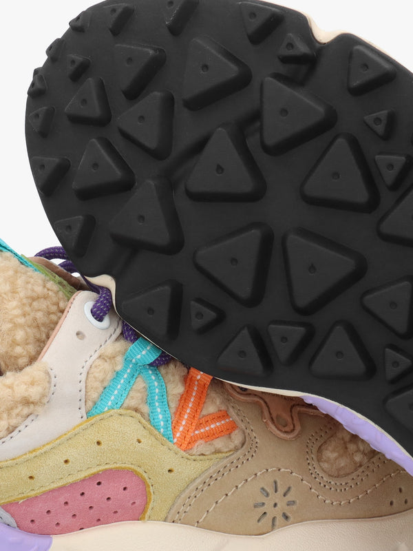 Women's Yamano 3 Beige Multi Teddy Suede Trainers