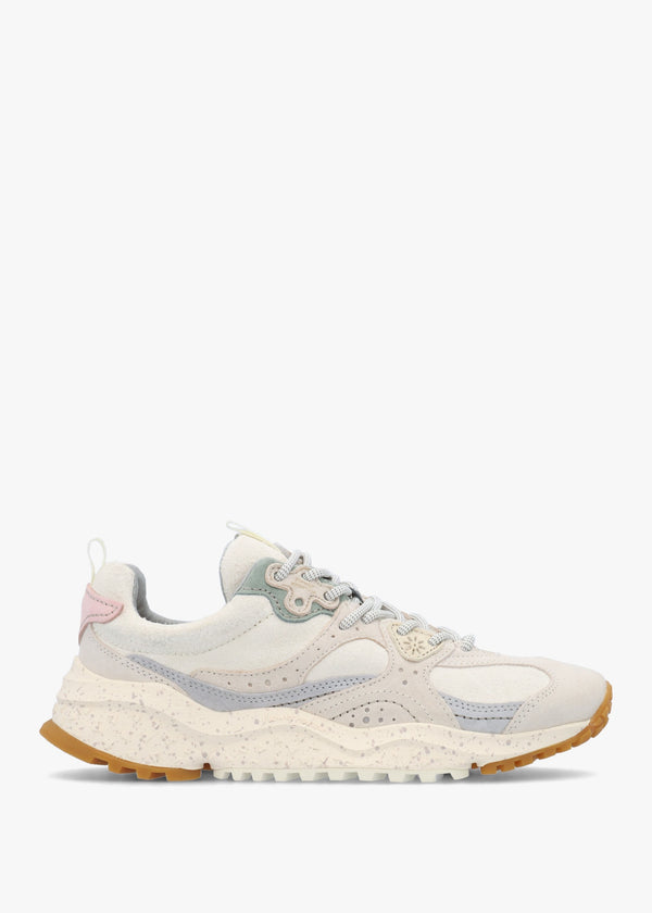 Women's Wave White Hairy Velour Suede Trainers
