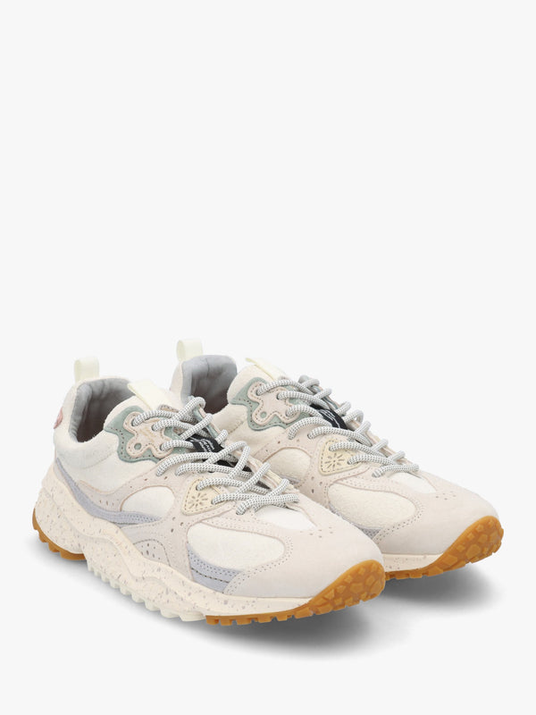Women's Wave White Hairy Velour Suede Trainers