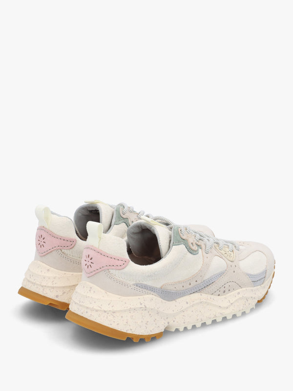 Women's Wave White Hairy Velour Suede Trainers