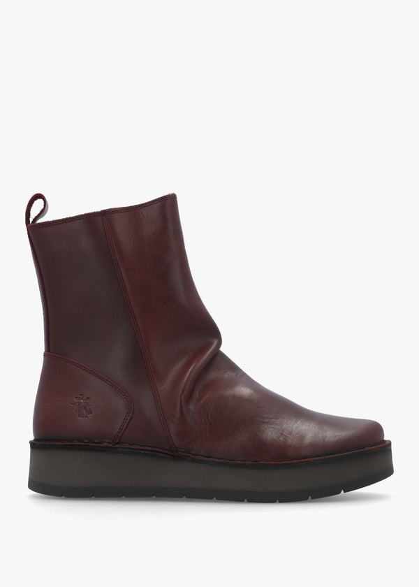 Reno Wine Leather Ankle Boots