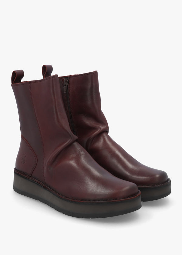 Reno Wine Leather Ankle Boots