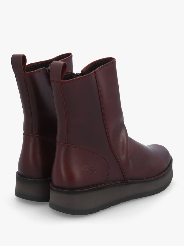 Reno Wine Leather Ankle Boots