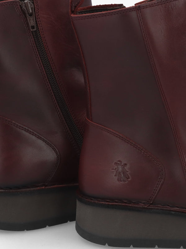Reno Wine Leather Ankle Boots