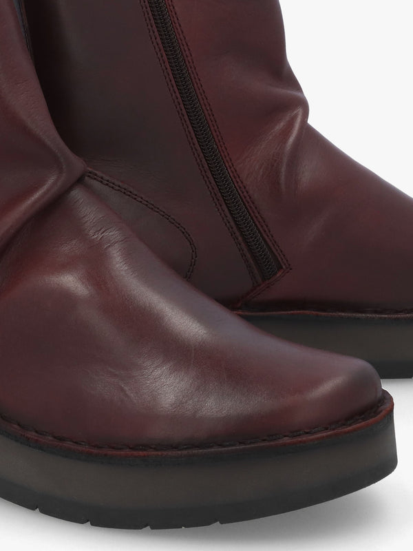 Reno Wine Leather Ankle Boots