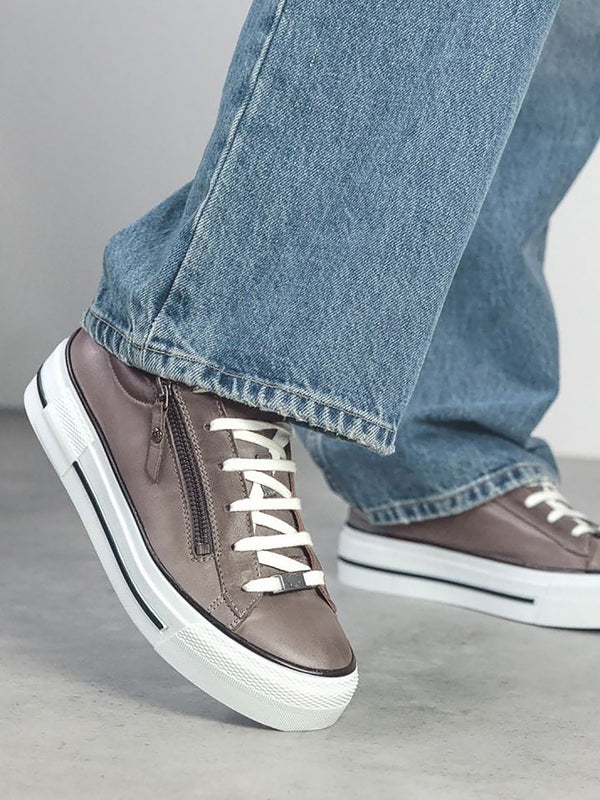 Filician Grey Leather Side Zip Trainers