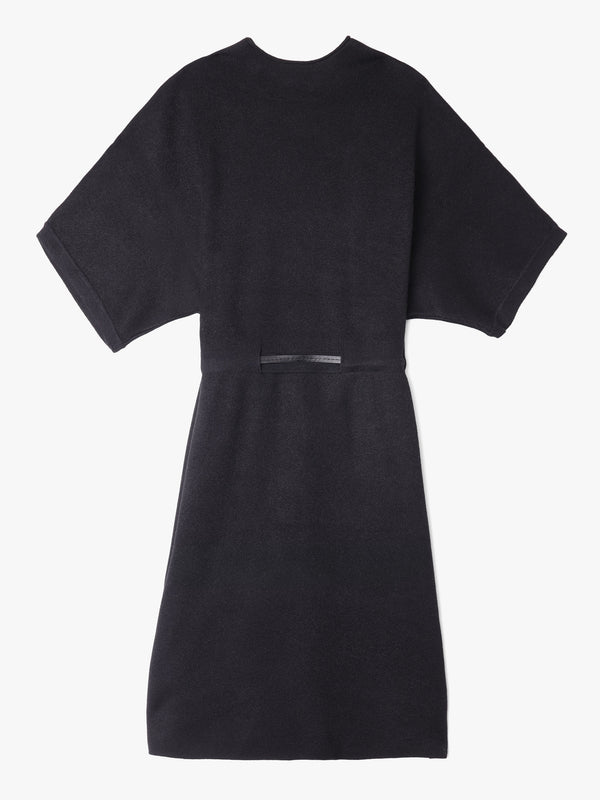 Black High Neck Half Sleeve Knitted Mini Dress