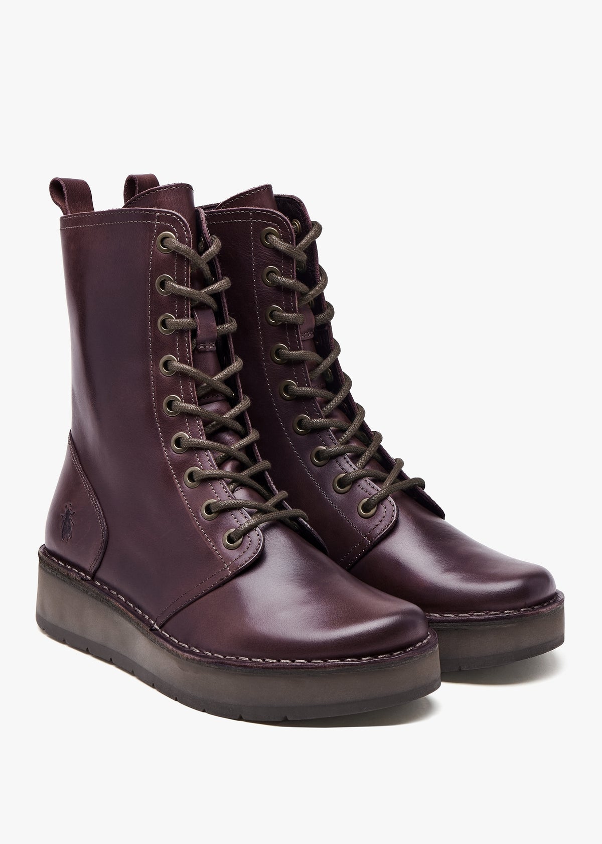 Rami Wine Leather Lace Up Ankle Boots