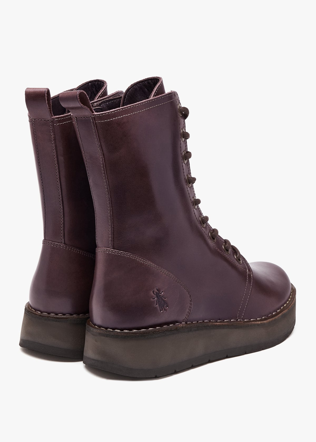 Rami Wine Leather Lace Up Ankle Boots