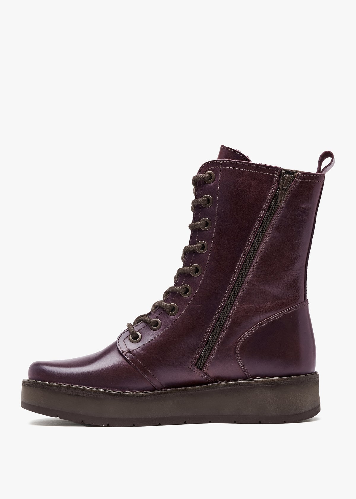 Rami Wine Leather Lace Up Ankle Boots